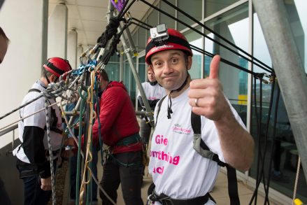 Adam gets ready for the abseil